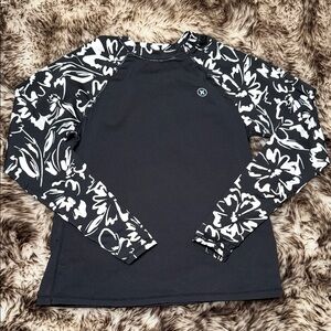 Hurley Black and White Floral Long Sleeve UPF 50+ Tee